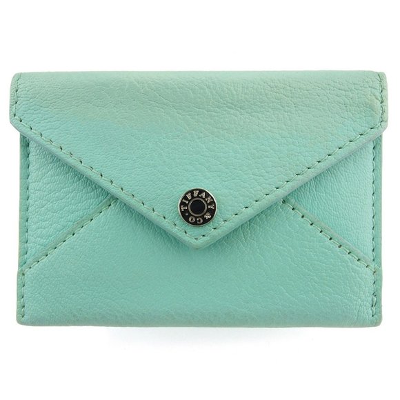 20%OFF TIFFANY & CO. Card Case Letter Design Leather Authentic Used - Picture 1 of 9